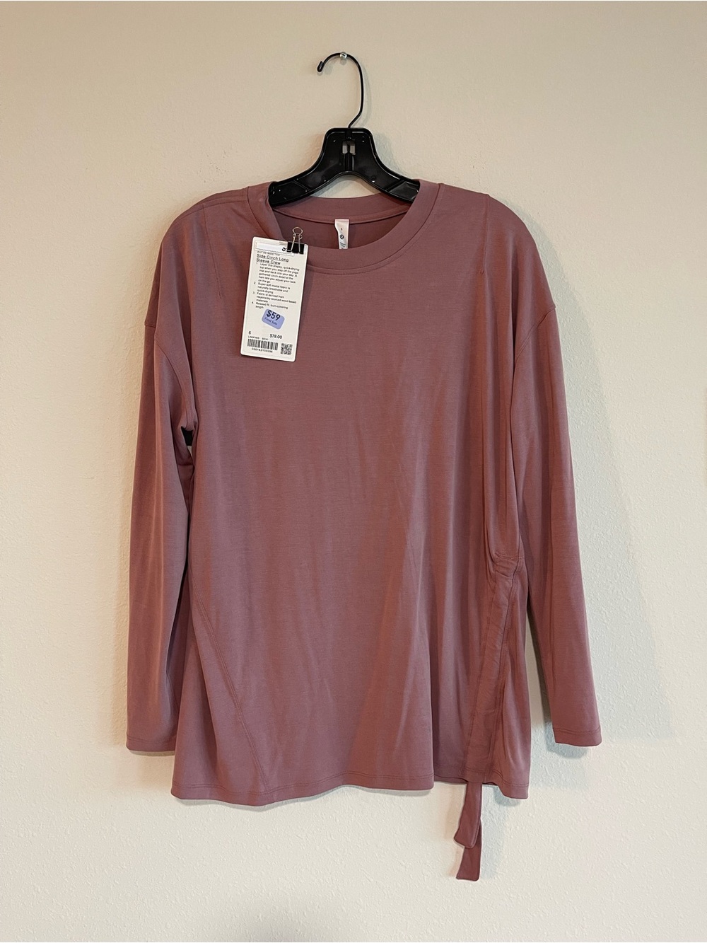 Lululemon Side Cinch Long Sleeve Crew Modal Fabric Size 6  SCHI